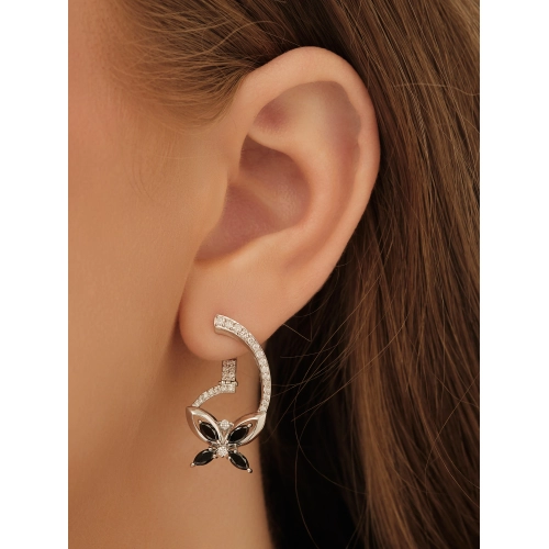 Серьги (585 б) бриллиант, бриллиант черный