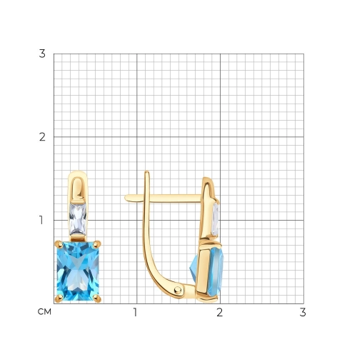 Серьги из золота 585 пробы с топазами и фианитами