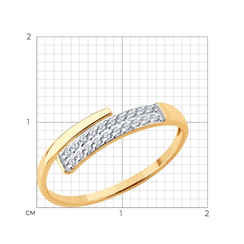 Кольцо из золота 585 пробы с фианитами