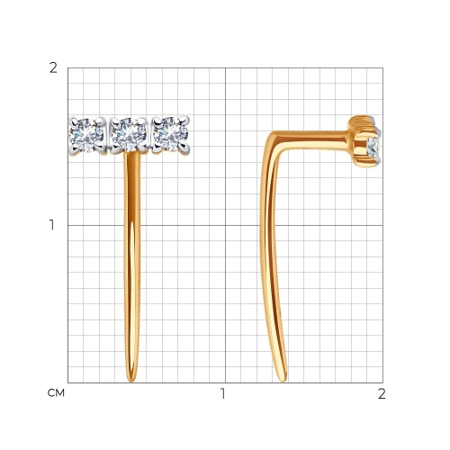Серьги из золота 585 пробы с фианитами