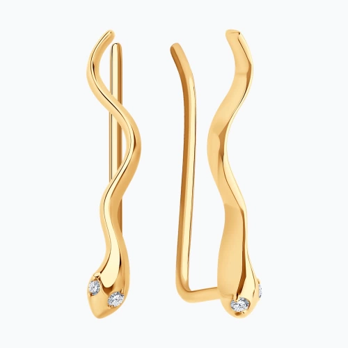 Серьги пины из золота 585 с фианитами