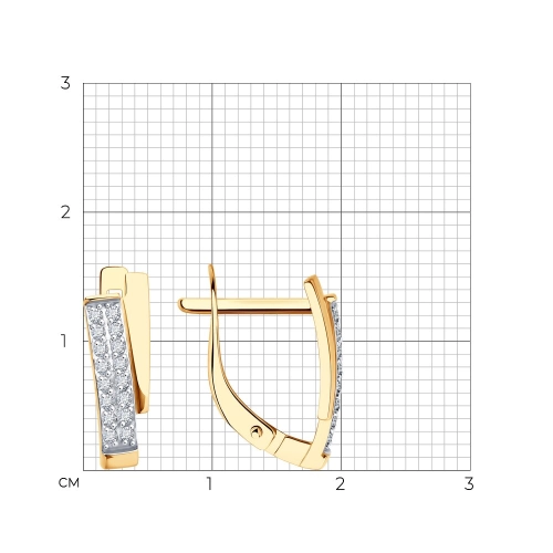 Серьги из золота 585 пробы с фианитами