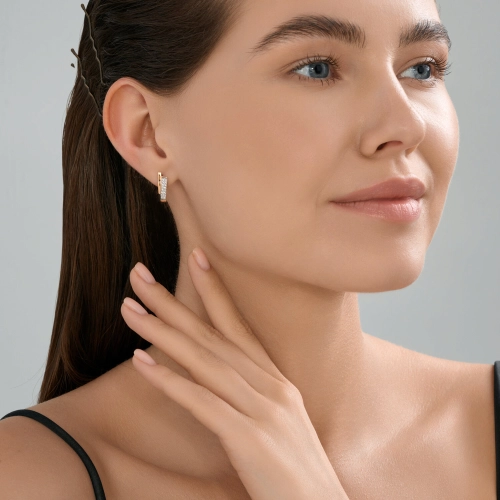 Серьги из золота 585 пробы с фианитами