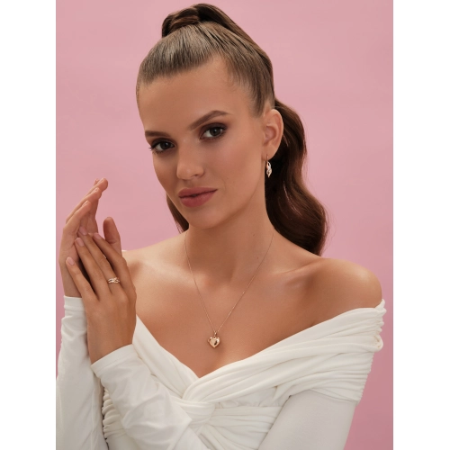 Серьги петельки из золота 585 пробы с фианитами