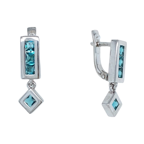 Серьги из серебра 925 пробы с искусственным топазом ЛОНДОН