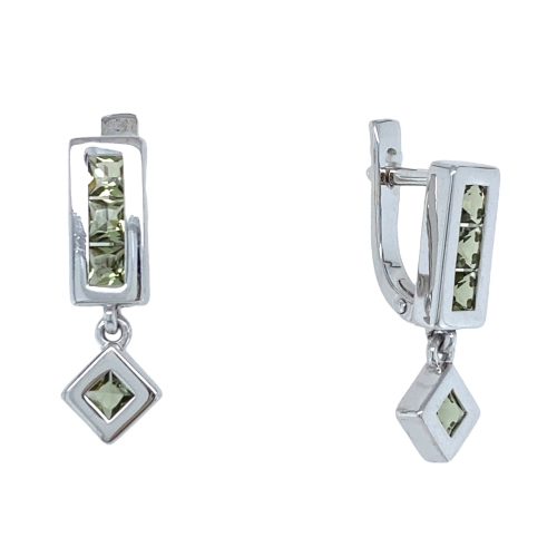 Серьги из серебра 925 пробы с искусственным турмалином