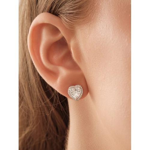 Серьги пусеты из серебра 925 пробы с фианитами