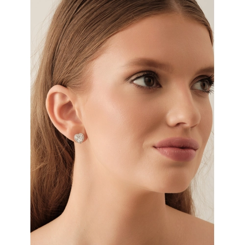 Серьги пусеты из серебра 925 пробы с фианитами