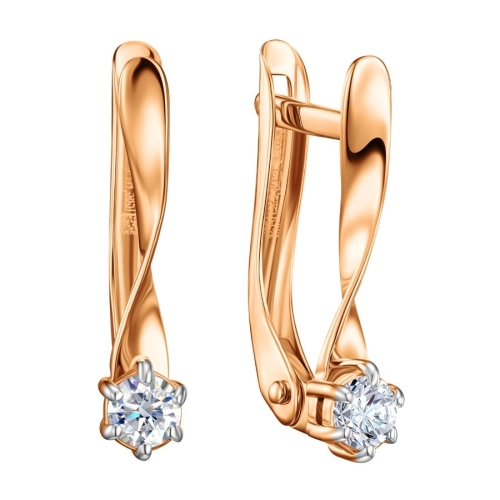 Серьги из золота 585 пробы с фианитами