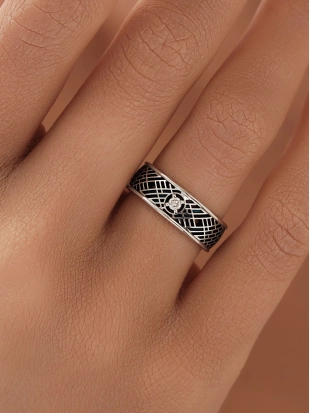 Обручальное кольцо из белого золота 585 пробы с бриллиантами