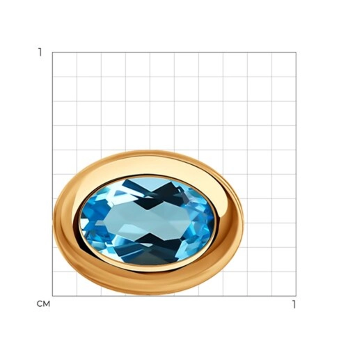 Подвеска бегунок из золота 585 пробы с топазом
