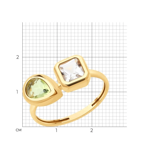 Кольцо (585) горный хрусталь, кварц