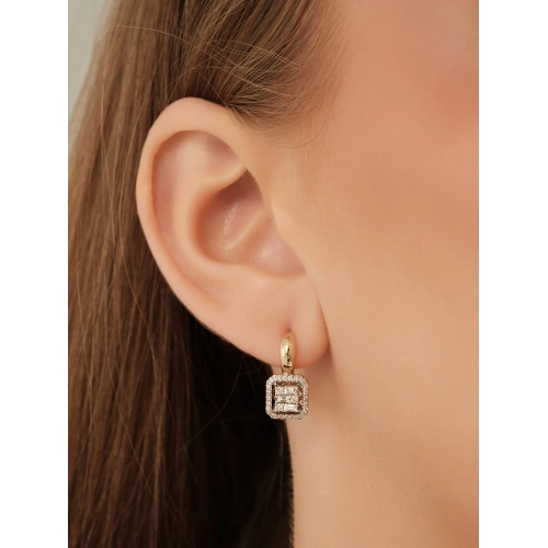 Серьги из желтого золота 585 пробы с бриллиантами