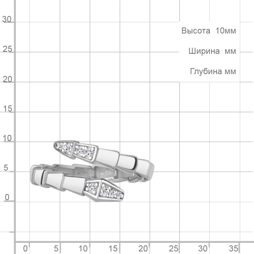 Кольцо из серебра 925 пробы с фианитами