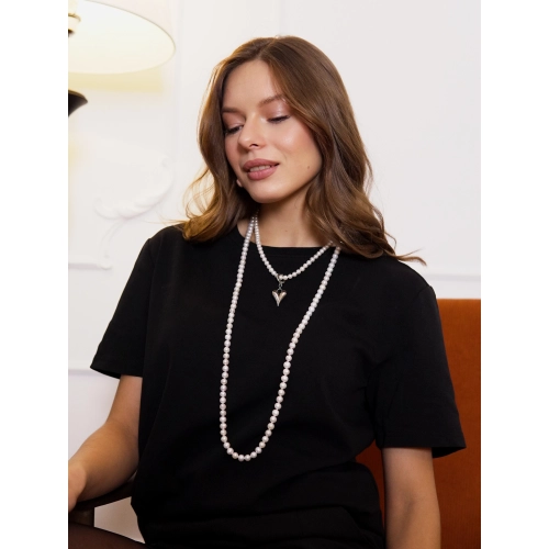 Колье (Сталь) жемчуг синт.