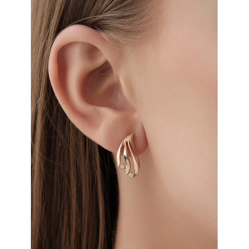 Серьги из золота 585 пробы с фианитами