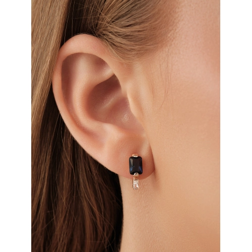 Серьги из серебра 925 пробы с искусвтвенным сапфиром и фианитами