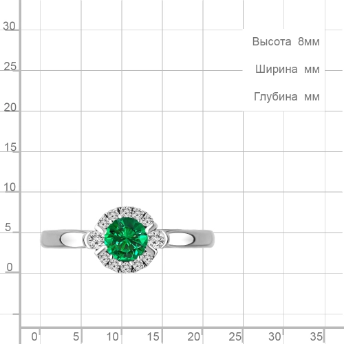 Кольцо из серебра 925 пробы с искусственным изумрудом и фианитами