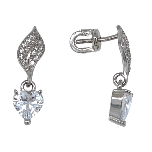 Серьги пусеты из серебра 925 пробы с фианитами