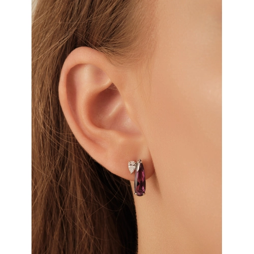 Серьги (925) аметист синт., фианит