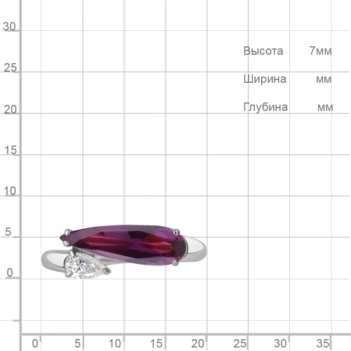Кольцо (925) аметист синт., фианит