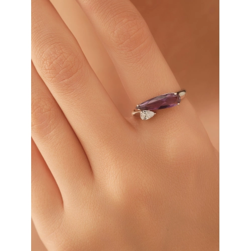 Кольцо (925) аметист синт., фианит