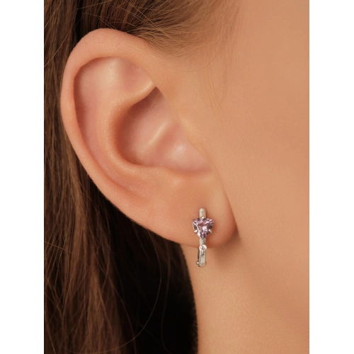 Серьги из серебра 925 пробы с аметистами и фианитами