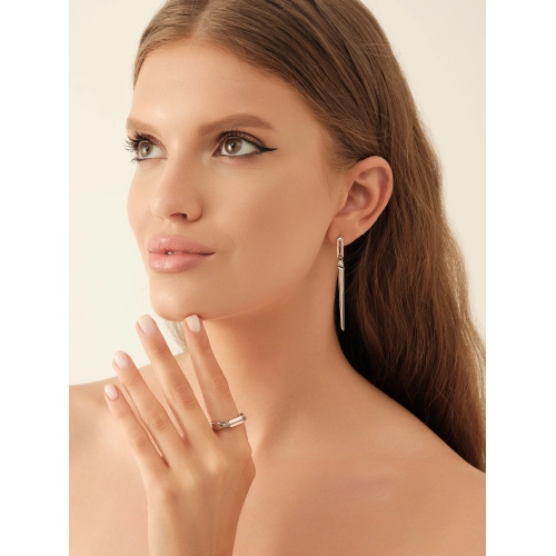 Серьги из серебра 925 пробы с искусственным морганитом и фианитами