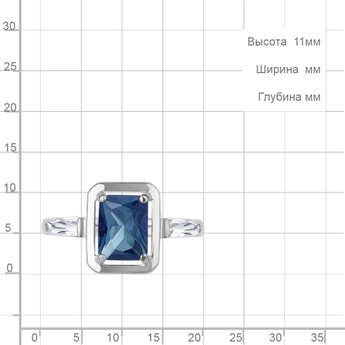 Кольцо из серебра 925 пробы с искусственным топазом ЛОНДОН и фианитами