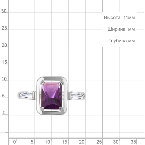 Кольцо (925) аметист синт., фианит