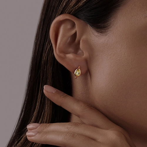 Серьги из золота 585 пробы с кварцем