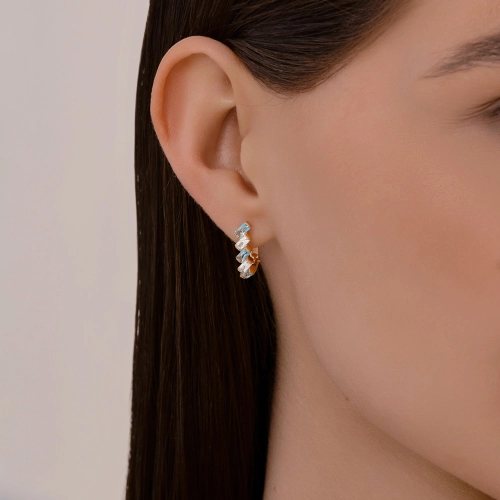 Серьги из золота 585 пробы с топазами и фианитами