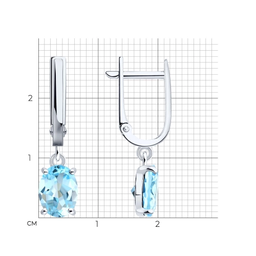 Серьги из серебра 925 пробы с топазами