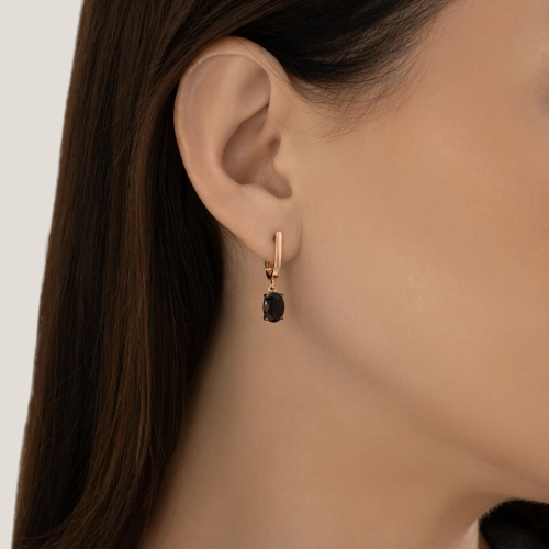 Серьги из серебра 925 пробы с позолотой, с гранатами