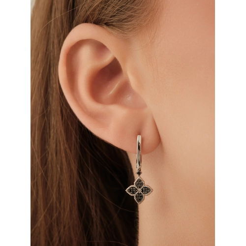 Серьги из белого золота 585 пробы с черными бриллиантами