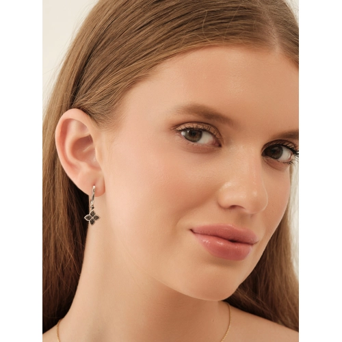 Серьги из белого золота 585 пробы с черными бриллиантами