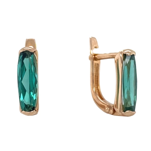 Серьги из золота 585 пробы с кварцем