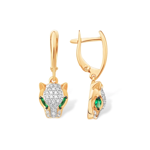 Серьги из золота 585 пробы с фианитами