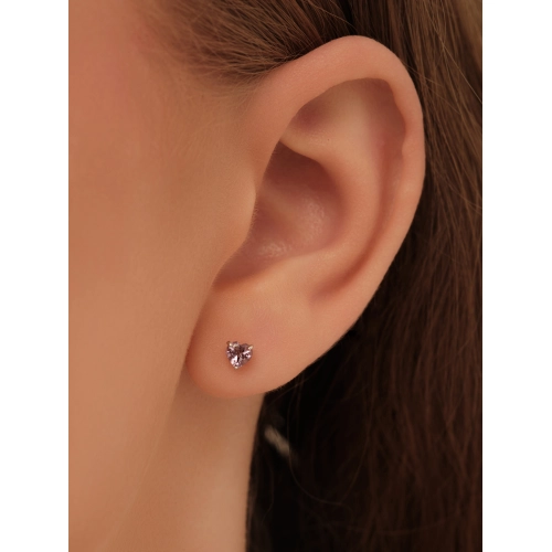 Серьги пусеты из золота 585 пробы с аметистами