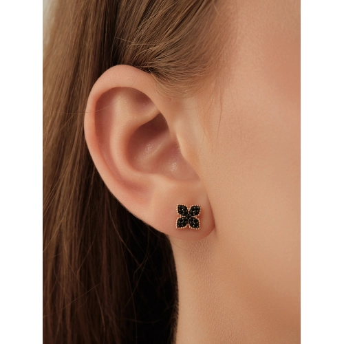 Серьги пусеты из золота 585 пробы с цветными фианитами