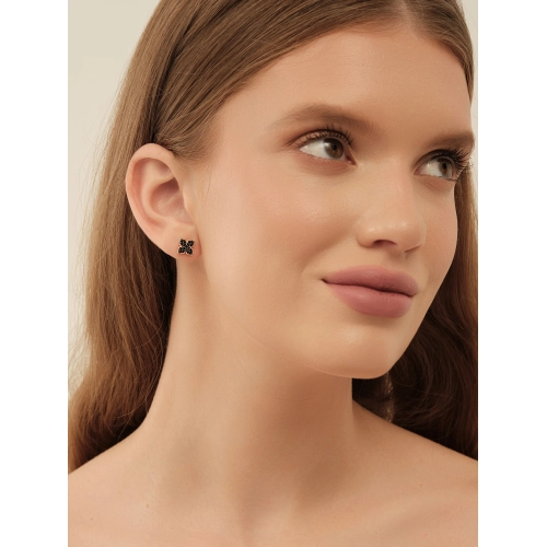 Серьги пусеты из золота 585 пробы с цветными фианитами