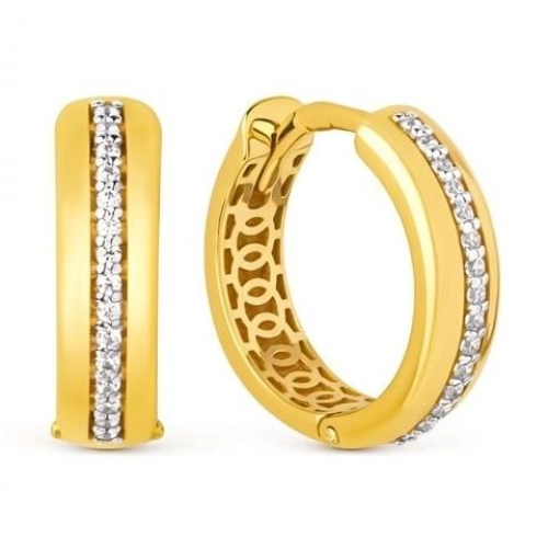 Серьги из желтого золота 585 пробы с фианитами