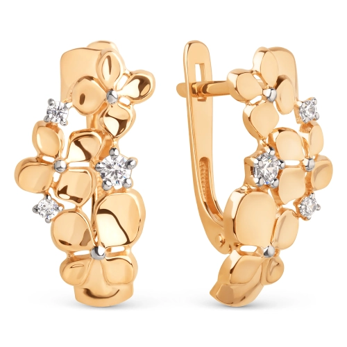 Серьги из золота 585 пробы с фианитами