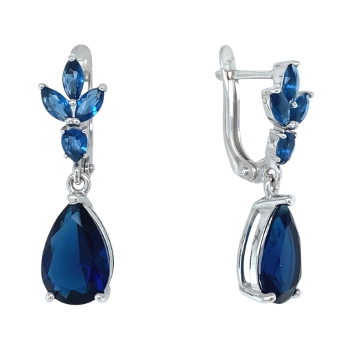 Серьги из серебра 925 пробы с искусственным кварцем