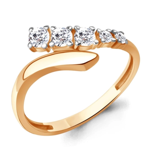 Кольцо из серебра 925 пробы с позолотой, с фианитами