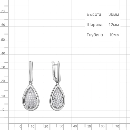 Серьги из серебра 925 пробы с фианитами