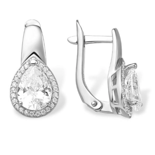 Серьги из серебра 925 пробы с фианитами