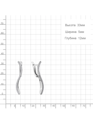 Серьги из серебра 925 пробы с позолотой, сфианитами