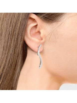 Серьги из серебра 925 пробы с позолотой, сфианитами