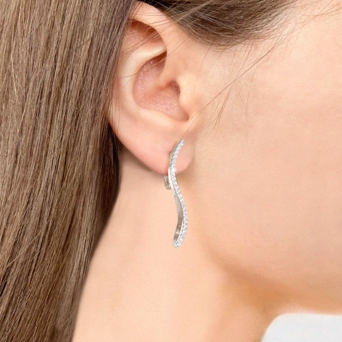 Серьги из серебра 925 пробы с позолотой, сфианитами